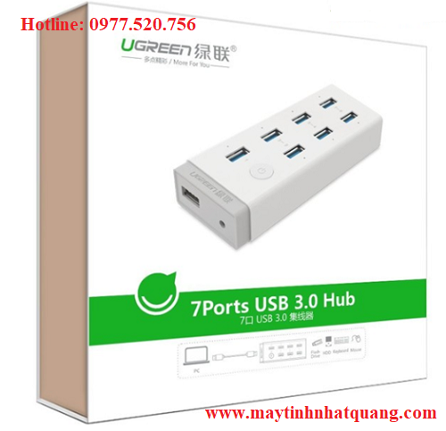 Bộ Chia USB 3.0 thành 7 cổng USB 3.0 Ugreen 20296 Nguồn 12V/5A